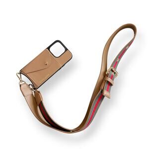 Bandolier Kimberly Crossbody iPhone 15 Pro Tan Gold Leather Wallet Case & Strap